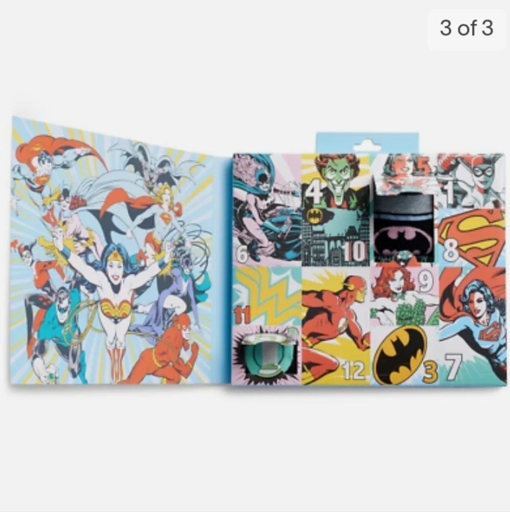 NIB DC Comics 12 Days of Socks Advent Calendar Womens,, sz 4-10